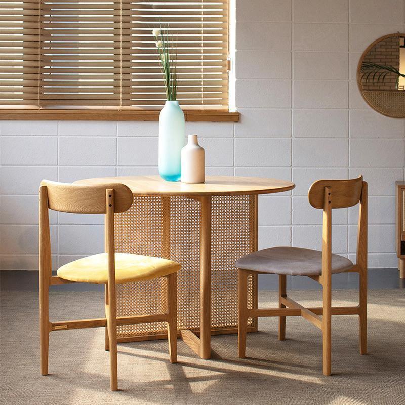 Bruce Rattan Dining Table, Light Oak, Round-Weilai Concept-Weilai Concept