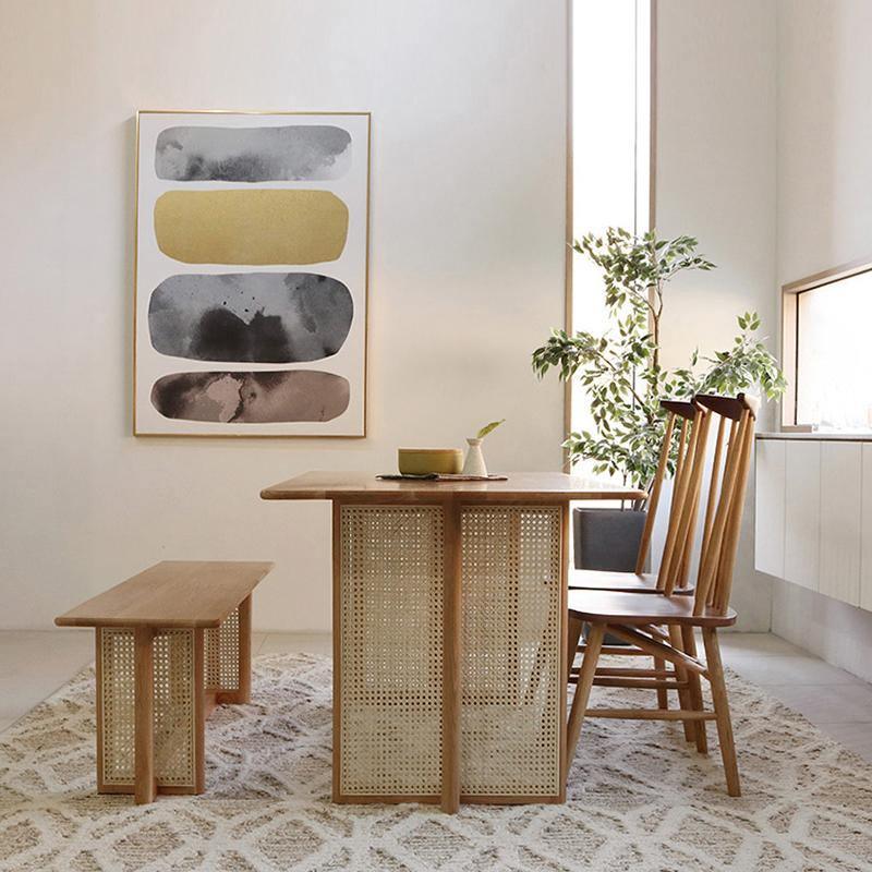 Gavril Rattan Dining Table, Oak, Rectangle-Weilai Concept-Weilai Concept