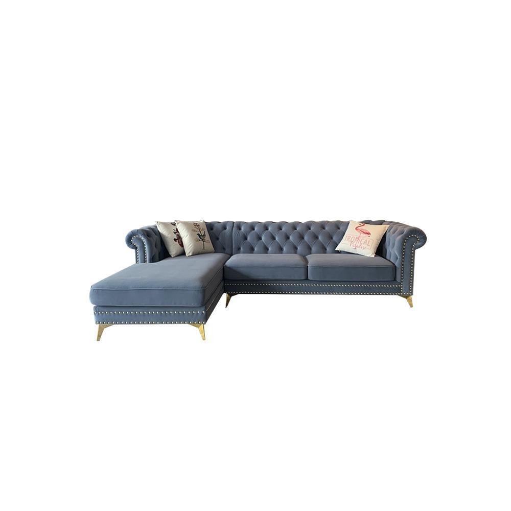Glamour Three Seater Corner Sofa, Velvet-Weilai Concept-Weilai Concept