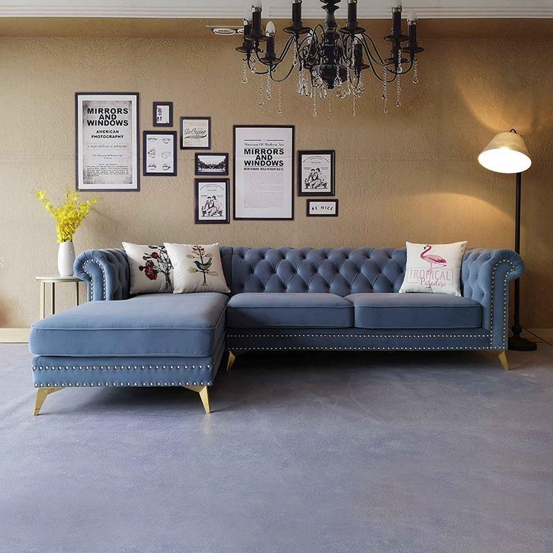 Glamour Three Seater Corner Sofa, Velvet-Weilai Concept-Weilai Concept