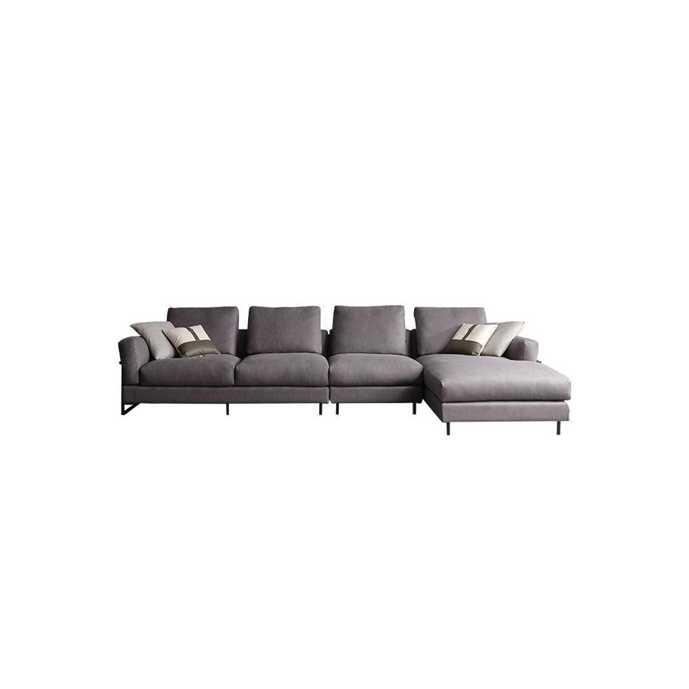 H92 Grey Four Seater Corner Sofa, Leathaire, Multiple Color-Weilai Concept-Weilai Concept