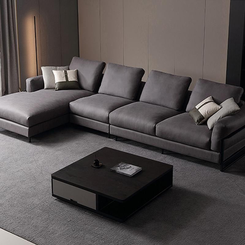 H92 Grey Four Seater Corner Sofa, Leathaire, Multiple Color-Weilai Concept-Weilai Concept