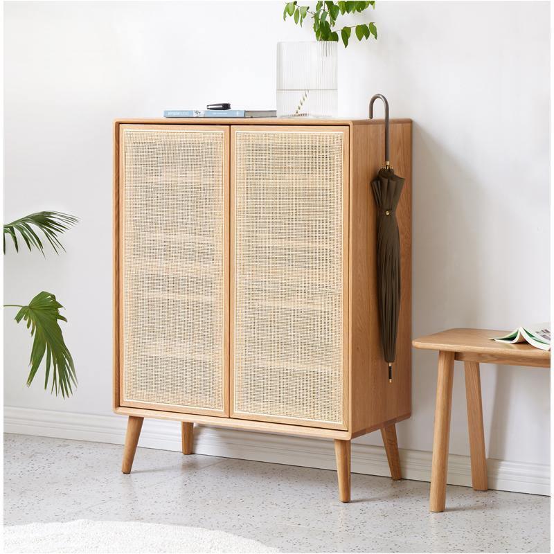Hans Rattan Shoe Storage Cabinet, Oak-Weilai Concept-Weilai Concept