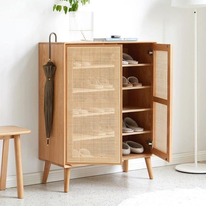 Hans Rattan Shoe Storage Cabinet, Oak-Weilai Concept-Weilai Concept