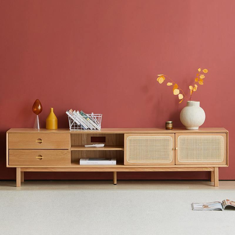 Haygashen Rattan TV Stand, Oak-Weilai Concept-Weilai Concept