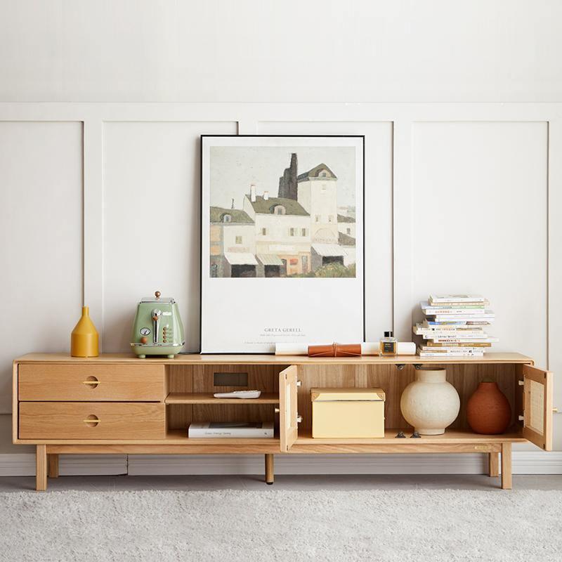 Haygashen Rattan TV Stand, Oak-Weilai Concept-Weilai Concept