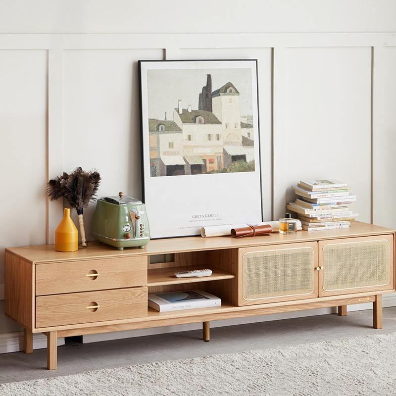 Haygashen Rattan TV Stand, Oak-Weilai Concept-Weilai Concept