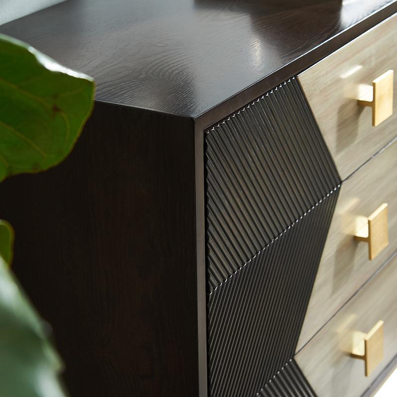 IS9123 Storage Sideboard, Oak & Gold-Weilai Concept-Weilai Concept