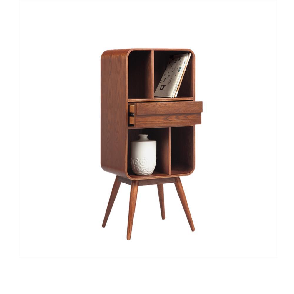 Kya Bookcase, Wood Shelving Unit-Weilai Concept-Short-Brown-Weilai Concept