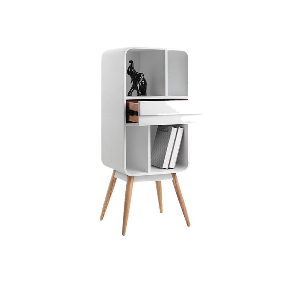Kya Bookcase, Wood Shelving Unit-Weilai Concept-Short-White-Weilai Concept