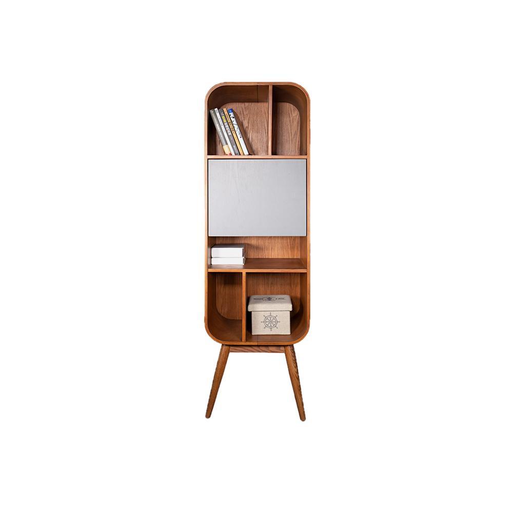 Kya Bookcase, Wood Shelving Unit-Weilai Concept-Tall-Brown-White-Weilai Concept