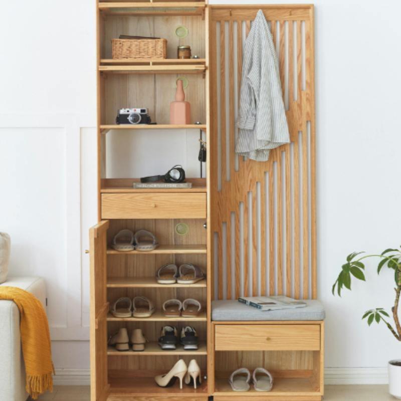 Nidda Oak Shoe Storage With Bench-Weilai Concept-Weilai Concept