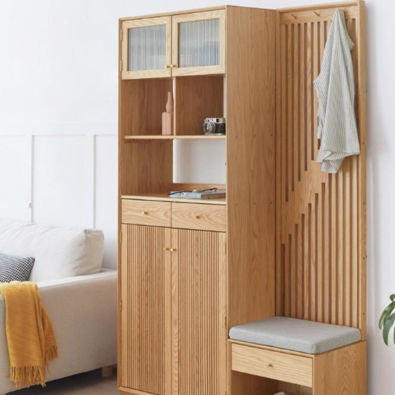 Nidda Oak Shoe Storage With Bench-Weilai Concept-Weilai Concept