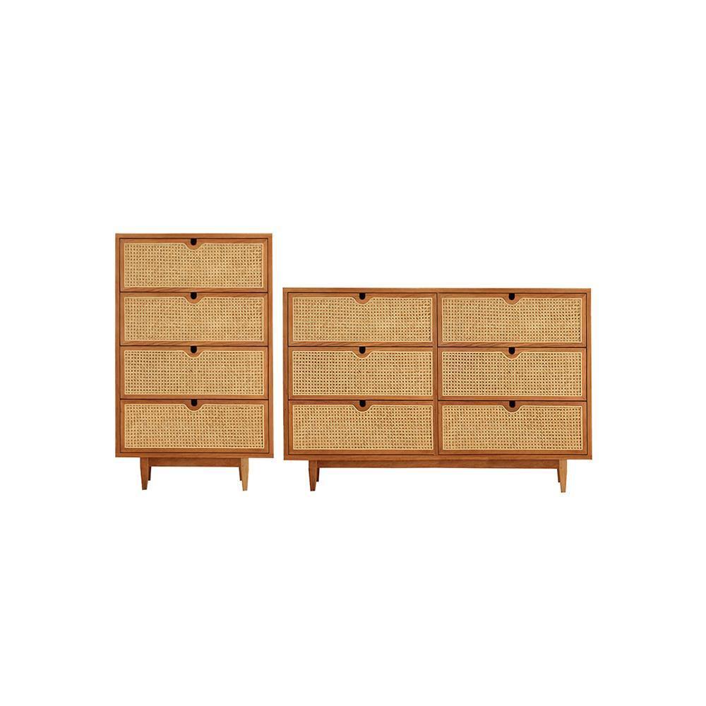 Pavia Chests Of Drawers, Natural Rattan & Oak-Weilai Concept-Weilai Concept