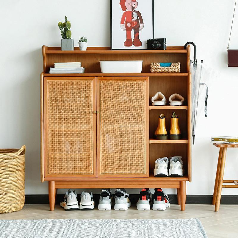 Pavia Shoe Storage, Rattan & Oak-Weilai Concept-Weilai Concept