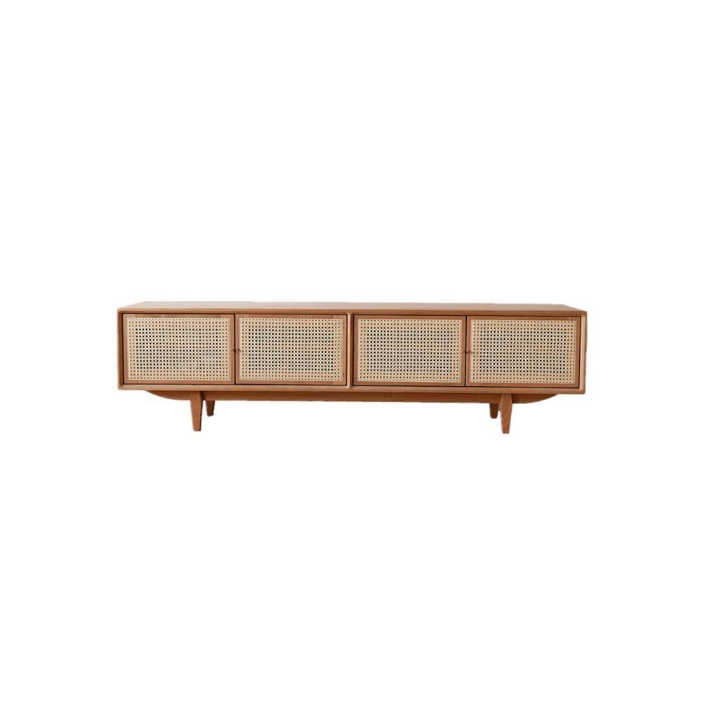 Pavia TV Stand, Rattan & Oak-Weilai Concept-Weilai Concept