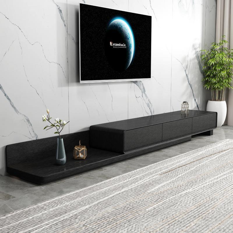 Pina Extendable TV Stand, Plywood-Weilai Concept-Black+Black-Weilai Concept