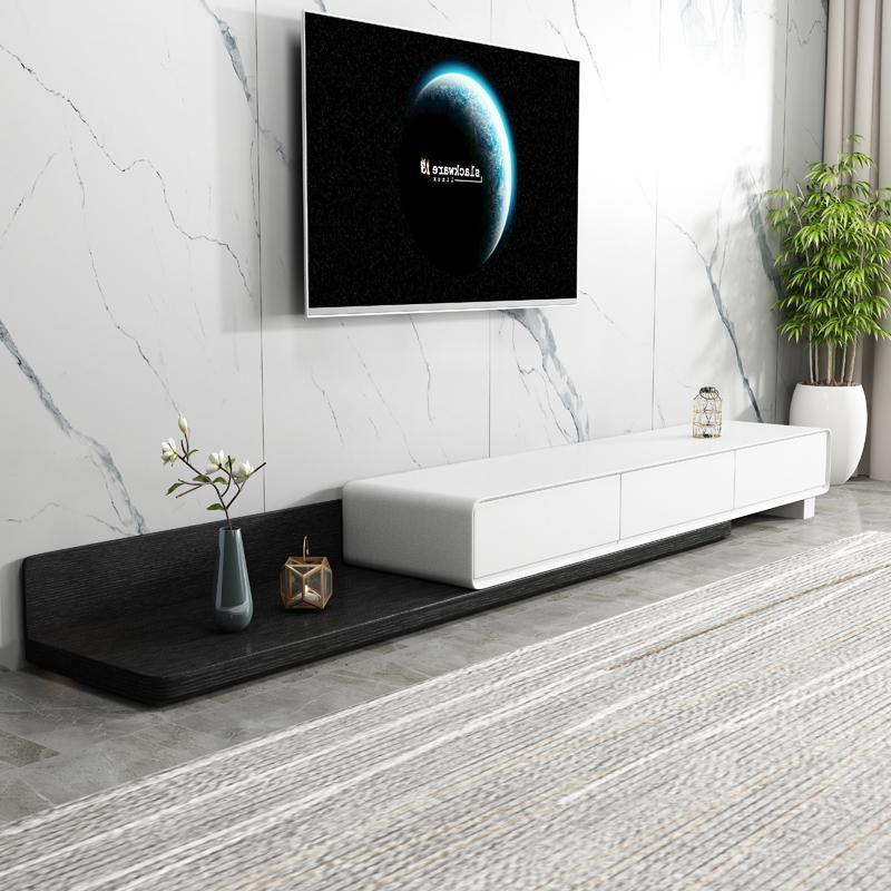 Pina Extendable TV Stand, Plywood-Weilai Concept-White+Black-Weilai Concept