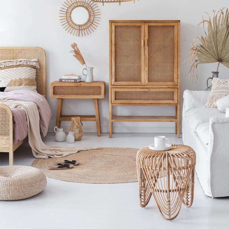 Saul Rattan Side Table, Bedside Table-Weilai Concept-Weilai Concept