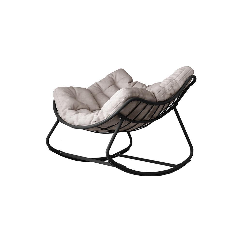 Seattle Rocking Chair, Indoor/ Outdoor Furniture-Weilai Concept-Black Base + Beige Seat Pad-Weilai Concept