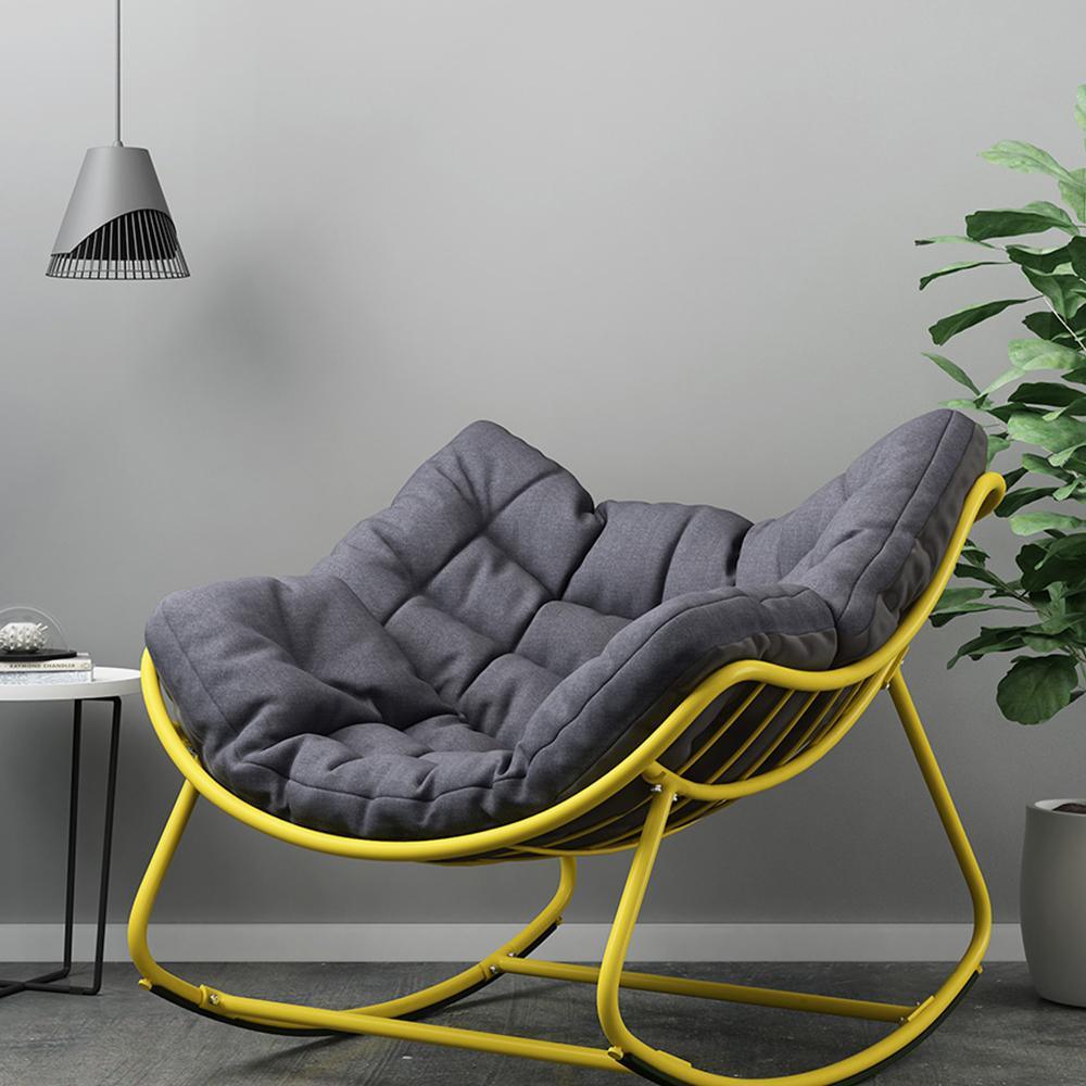 Seattle Rocking Chair, Indoor/ Outdoor Furniture-Weilai Concept-Yellow+ Grey Seat Pad-Weilai Concept