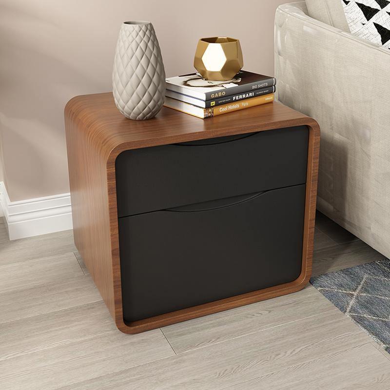 Signer Side Table, Bedside Table, Black / White, Walnut-Weilai Concept-Weilai Concept