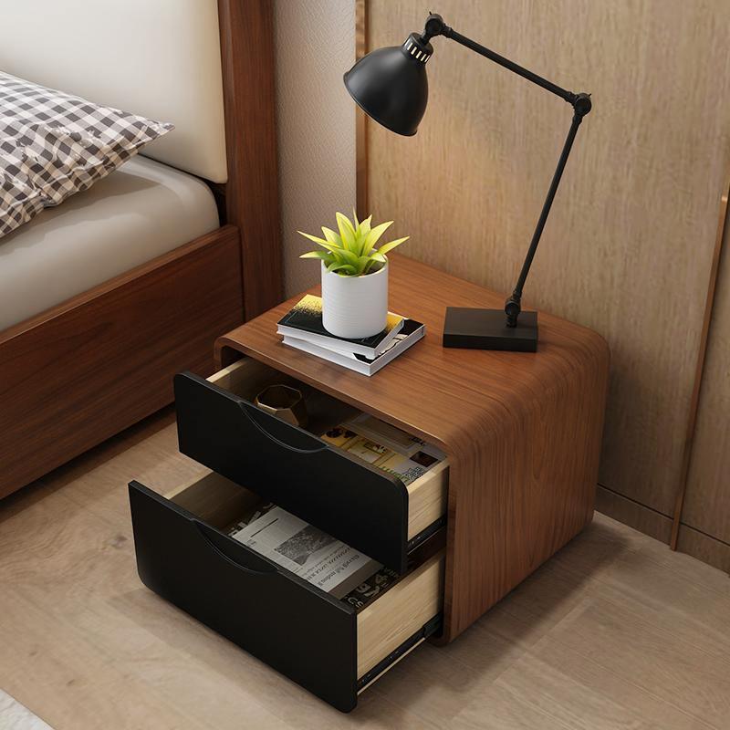 Signer Side Table, Bedside Table, Black / White, Walnut-Weilai Concept-Weilai Concept