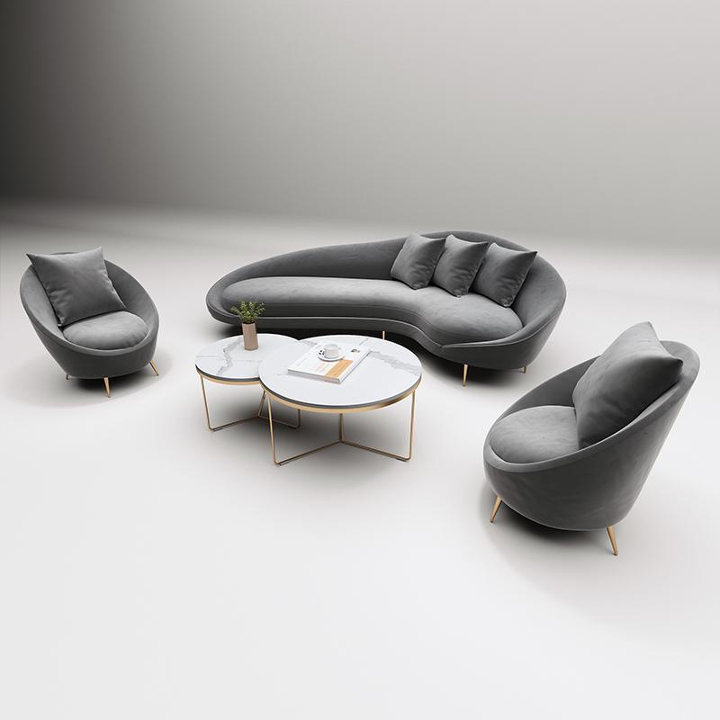 Slender Modern Curved Two Seater, Three Seater, Four Seater Sofa, Armchair, Velvet-Weilai-Weilai Concept
