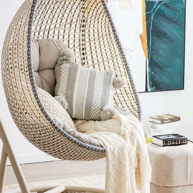 Sutton Garden Rattan Hanging Egg Chair with Stand, Indoor/ Outdoor Furniture-Weilai Concept-Weilai Concept