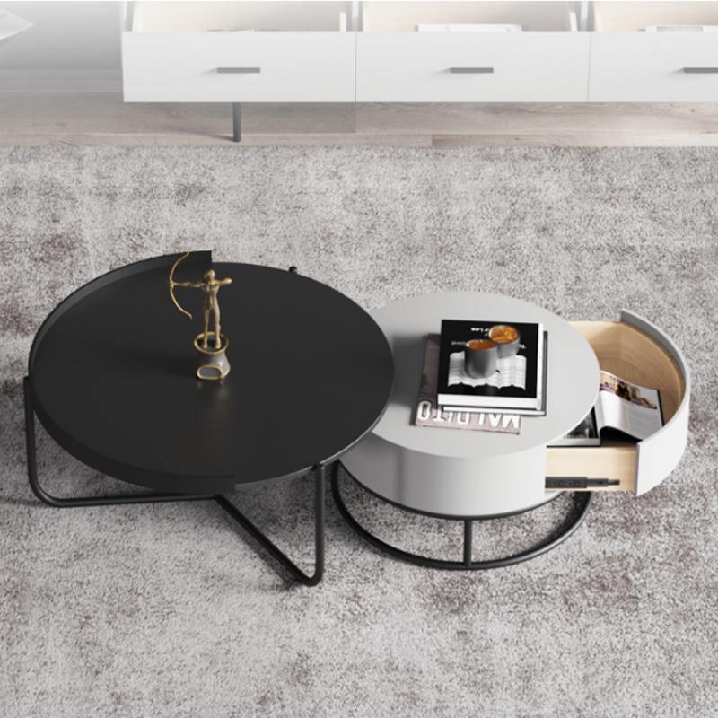 Teddy Nesting Coffee Table, Black And Off White-Weilai Concept-Weilai Concept