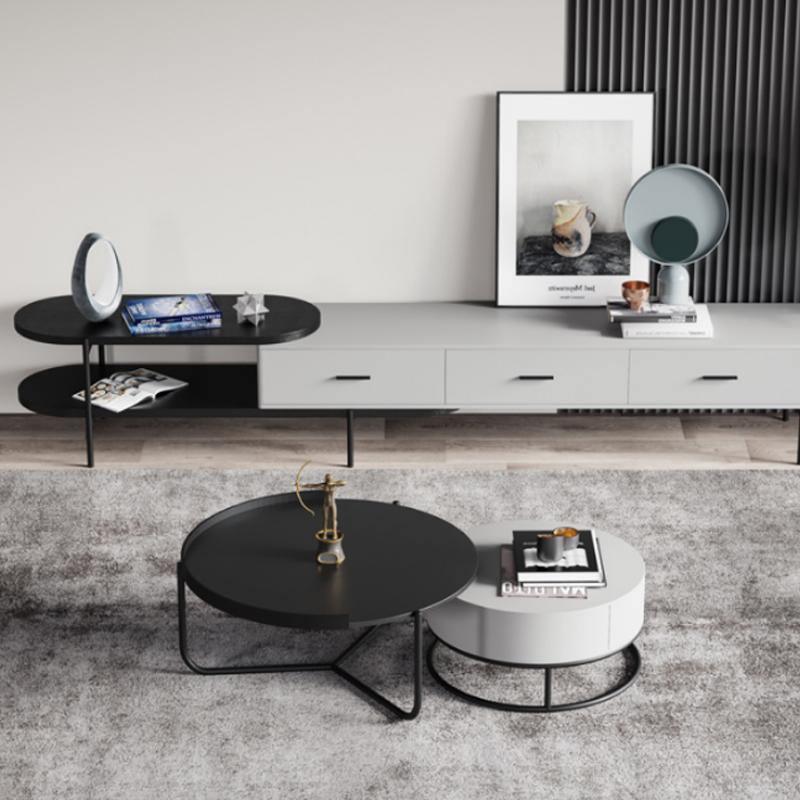 Teddy Nesting Coffee Table, Black And Off White-Weilai Concept-Weilai Concept