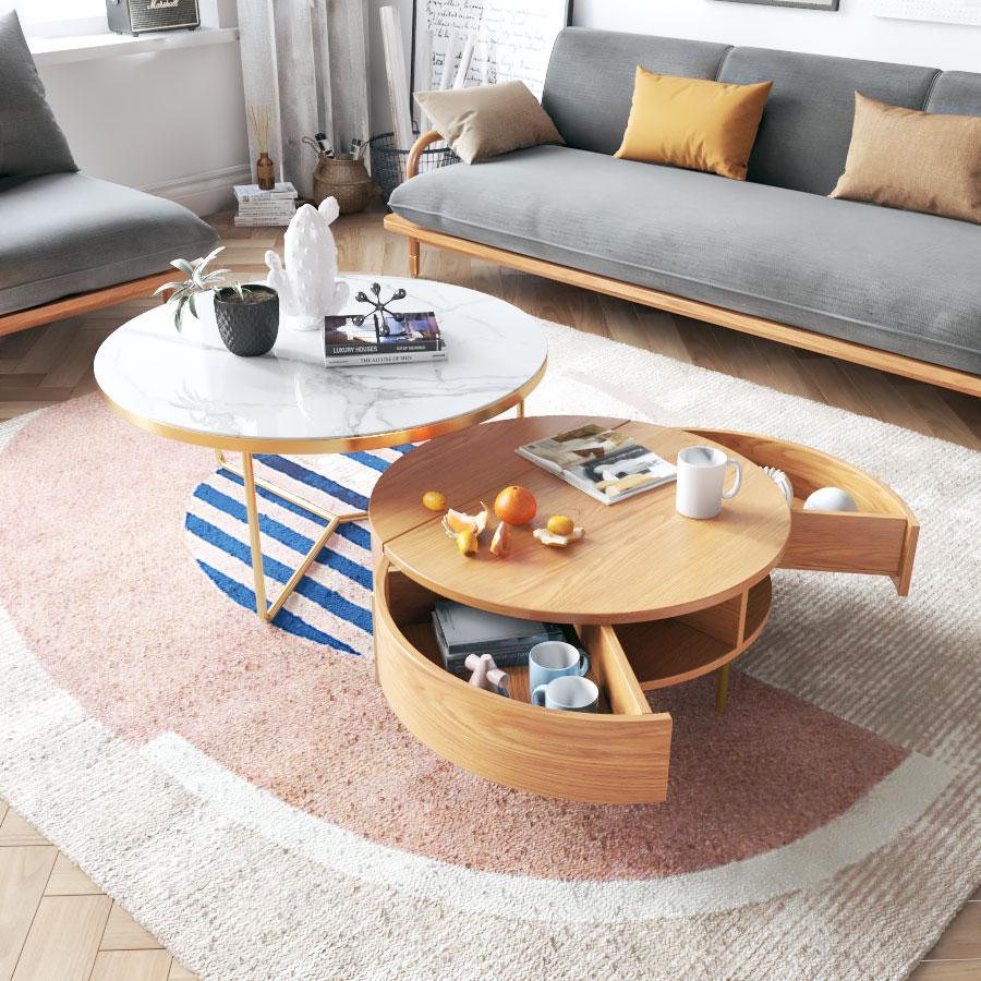 Weilai Concept Nesting Coffee Table, Green And White-Weilai-Light Oak-Weilai Concept