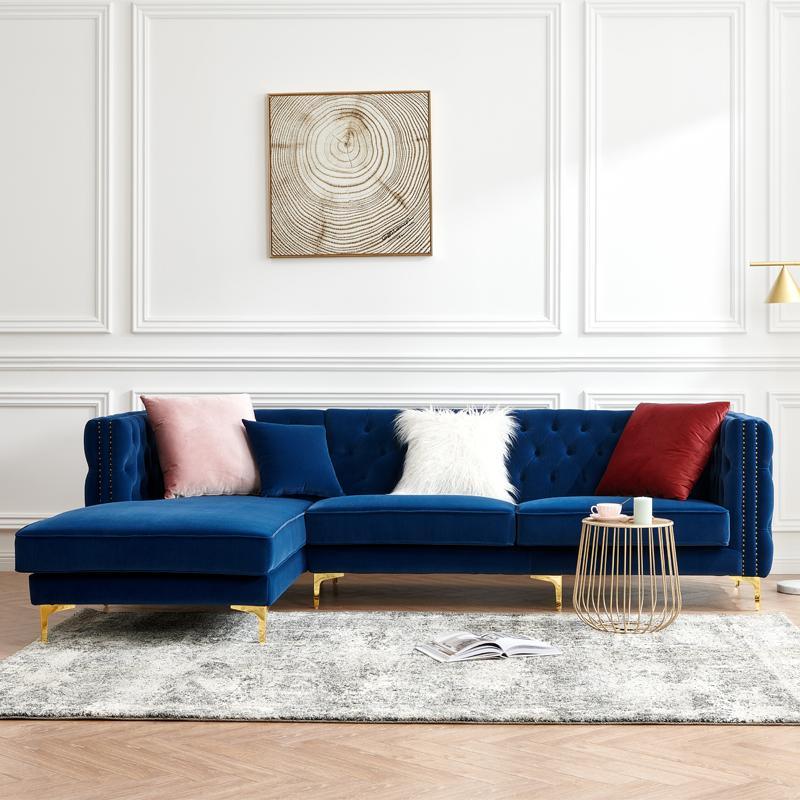 WH215 Three Seater Corner Sofa, Velvet-Weilai Concept-Weilai Concept