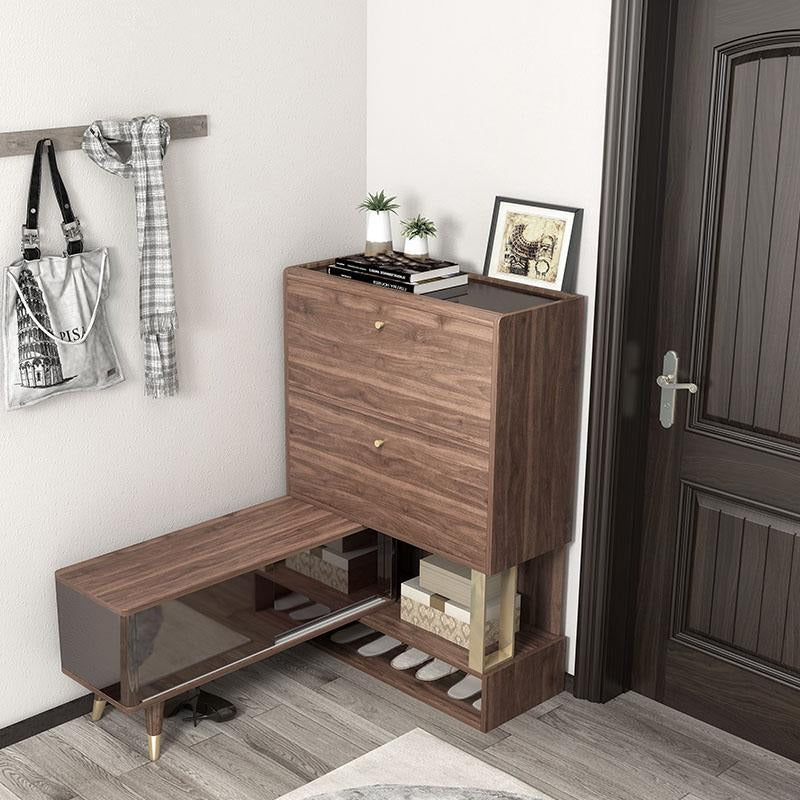 WR532 Shoe Storage, Wood & Black-Weilai Concept-Weilai Concept