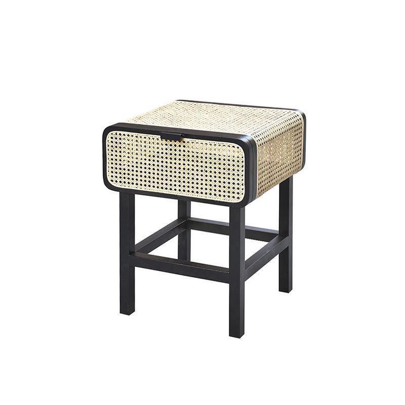 Wren Rattan Side Table, Bedside Table-Weilai Concept-Black-Weilai Concept