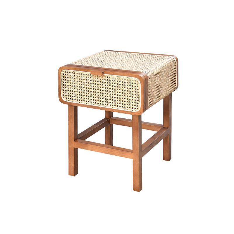Wren Rattan Side Table, Bedside Table-Weilai Concept-Dark Oak-Weilai Concept